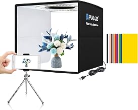 PULUZ Mini Photo Studio Light Box, 10"x10" Portable Folding Photography Lightbox with CRI >95 104pcs LED Light & 6 Kinds Double-Sided Color Backgrounds for Small Products - Image 1