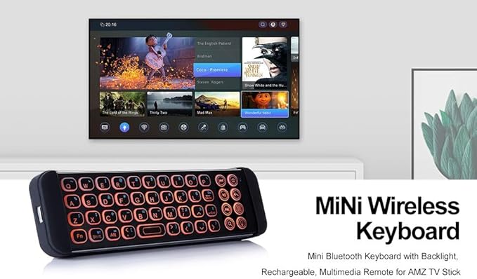 iPazzPort Mini Bluetooth Wireless Keyboard Remote with Backlit for Smart TVs Stick 4k, Android TV Box, TV Stick Streaming Player, KP-810-30B