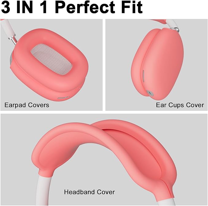 ATUAT for AirPods Max Headphones Case, Protective Silicone Case Cover Skin Accessories Anti-Scratch for Women Men for Apple AirPods Max 2024/2020 (USB-C/Lightning), Coral