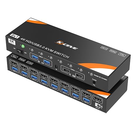 8 Port 6 Port HDMI KVM Switch HDMI 4K@60Hz, USB 3.0 KVM Switch for 8 Computers Share 1 Monitor and 4 USB Devices, KVM Switches Supports hotkey control and Remote control switching,【NO EDID Simulation】 - Image 5