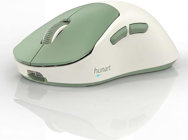 hunart H6 49g Wireless Mouse, Bluetooth & 2.4GHz, Rechargeable, Green - Image 3
