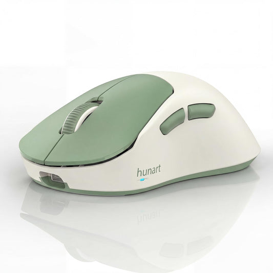 hunart H6 49g Wireless Mouse, Bluetooth & 2.4GHz, Rechargeable, Green