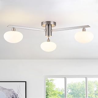 22.5" Mid Century Modern 3-Light Brushed Nickel Ceiling Light - Image 1