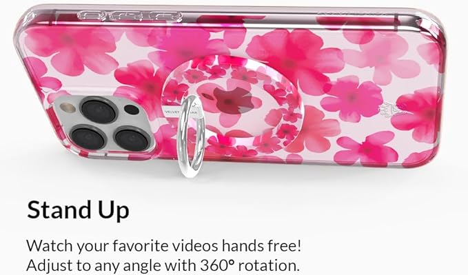 VELVET CAVIAR Compatible with MagSafe Phone Grip - Magnetic Ring Holder with Adjustable Stand - Removable MagSafe Accessories for iPhone 16, 15, 14, 13, 12 (Cherry Blossom)
