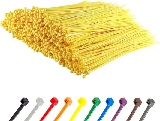 GTSE 8 Inch Yellow Zip Ties, 1,000 Bulk Pack, 50lb Strength, UV Resistant Strong Nylon Cable Ties, Self-Locking 8" Tie Wraps