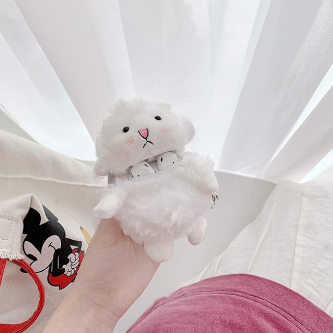 Yatchen Plush Case Compatible with AirPods Pro, Creative Cute 3D Cartoon Fur Sheep Design Funny for AirPods Cover Case with Keychain Protective Case for AirPods Pro Sheep