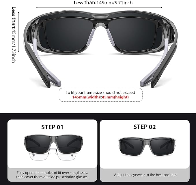 FIMILU 2PCS Polarized Sunglasses Fit Over Glasses for Men, Wrap Around Sunglasses for Driving & Outdoor UV400 Protection