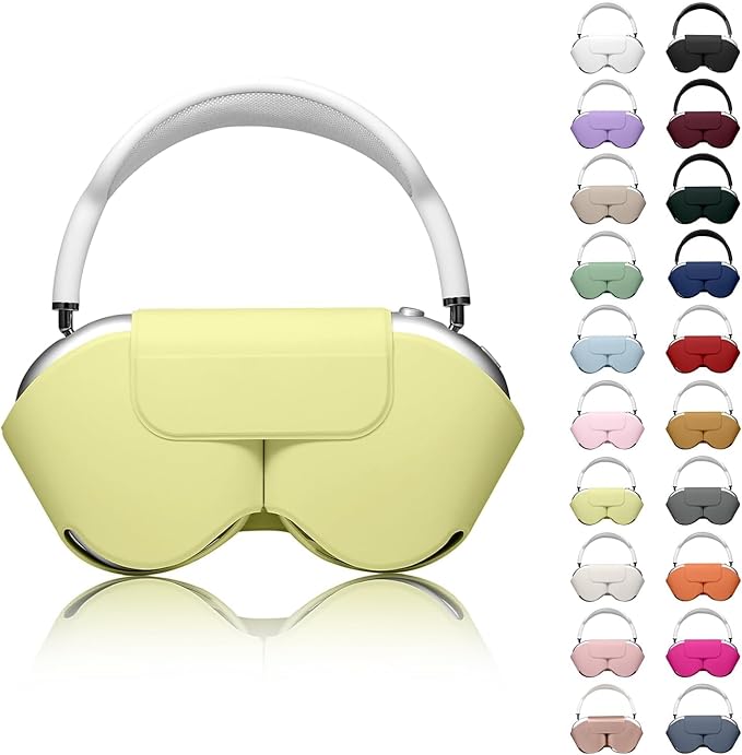 for Apple Airpods Max Case,Headphones Protective Case for AirPod Max Supports Sleep Mode, Anti-Scratch and Anti-Dust,Airpod Pro Max by PU Leather,Grass Yellow 2