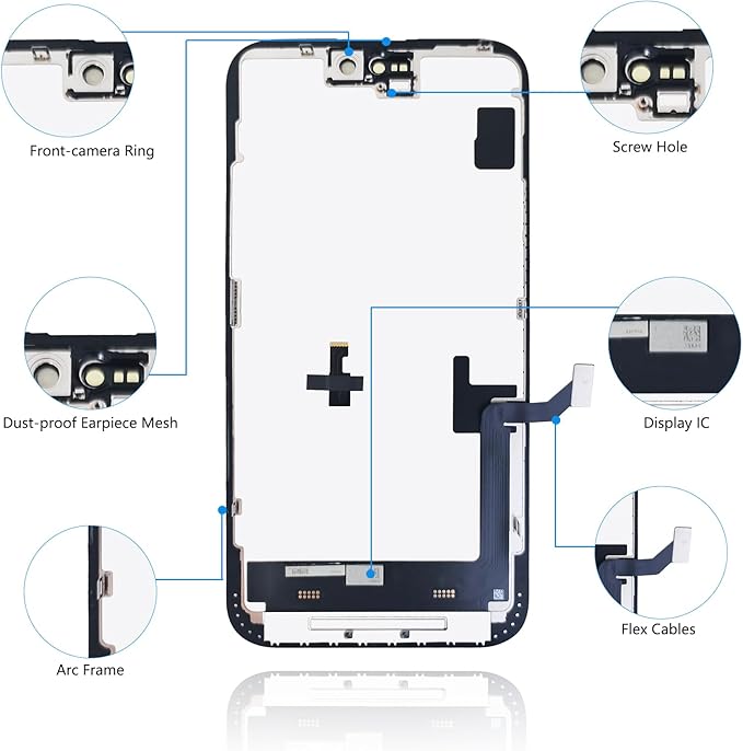 for iPhone 15 Plus Screen Replacement Black 6.7 Inch, LCD Touch Digitizer Complete Display for A2847, A3093, A3096, A3094,with Waterproof Seal+Tempered Glass+Repair Tools