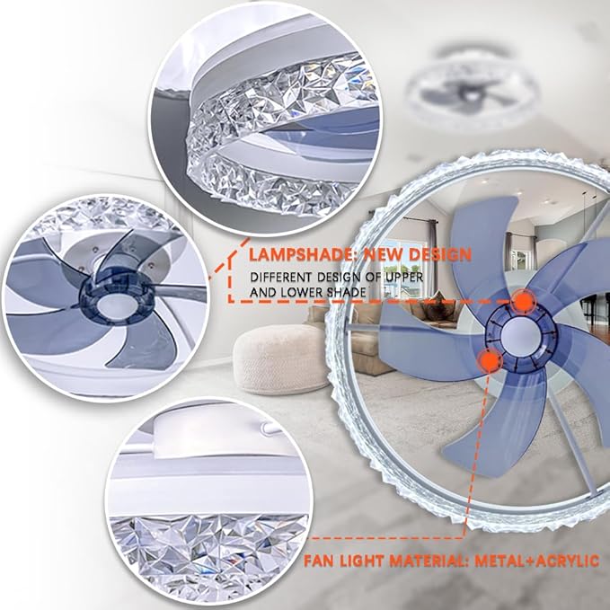 Ceiling Fan,Low Profile Ceiling Fan with Light,Flush Mount Ceiling Fan with Bluetooth Speaker, Smart Ceiling Fan,Bedroom Ceiling Fan-APP/Remote Control