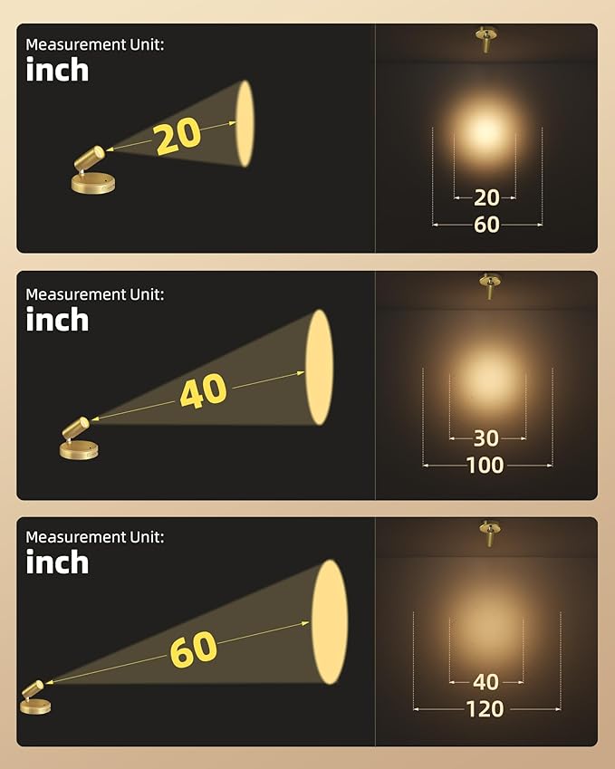 EZVALO LED Spotlight Indoor, 5500mAh Rechargeable Battery Uplighting Indoor, Wireless Mini Art Accent Spot Lights with Remote, for Plants Display Painting Dartboard Artwork Portrait Closet(4Pack-Gold)