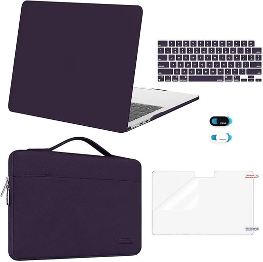 MOSISO Compatible with MacBook Air 13 inch Case M5 2026 M4 2025 M3 M2 2024-2022 A3449 A3240 A3113 A2681,Hard Shell&Sleeve Bag&Keyboard Skin&Webcam Cover&ScreenFilm for MacBook Air 13.6, Plum Purple