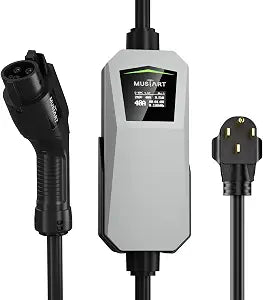 40 Amp Level 2 EV Charger for Home, 240V Electric Vehicle Charging Station with NEMA 14-50 Plug, LCD Display, 21ft Cable, Outdoor Rated, SAE J1772 Compatible