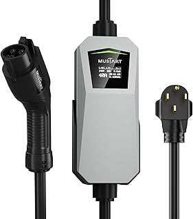 40 Amp Level 2 EV Charger for Home, 240V Electric Vehicle Charging Station with NEMA 14-50 Plug, LCD Display, 21ft Cable, Outdoor Rated, SAE J1772 Compatible - Image 1