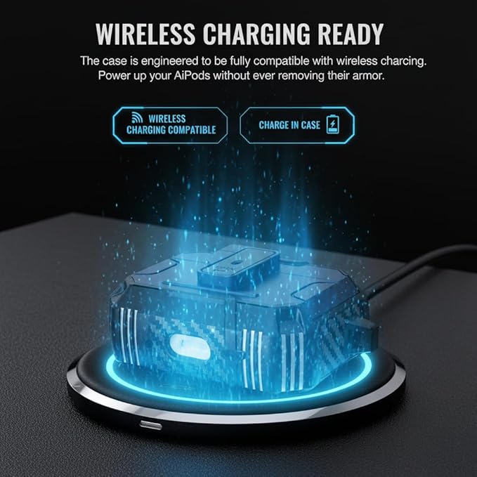 for AirPods Pro 3 Case, Secure Lock Magnetic Lid Cover with Keychain, Military Grade Shockproof Protective Case for Airpods Pro 3rd, Wireless Charging & Front LED Visible, Blue Black