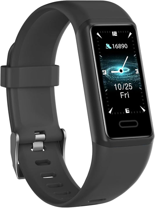Fitness Tracker, Fitness Watches for Men Women with 24/7 Heart Rate Monitor Sleep Tracker Step/Calorie Counter Stopwatch Pedometer IP68 Waterproof (Dark Black)