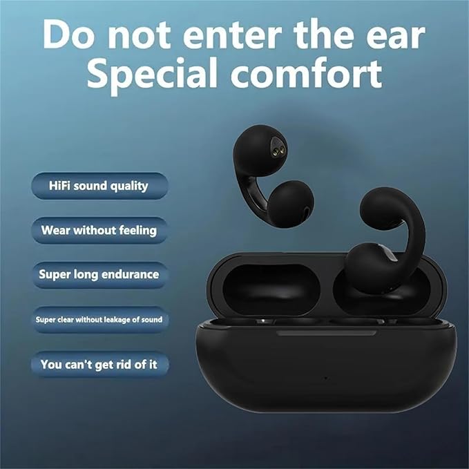 Open Ear Bone Conduction Headphones, Noise Canceling Sports Bluetooth 5.3 Ear Clip Earphones