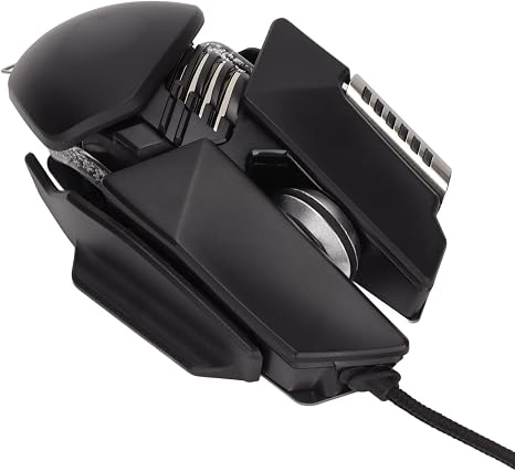 Gaming Mouse, 12800 DPI Mechanical Aesthetic Design Retractable Adjustment RGB Water Cooled Lighting Effect Wired Mouse Electroplated Rollers Metal Brushed Base PC Gaming Mice with Base DPI Cycle Key