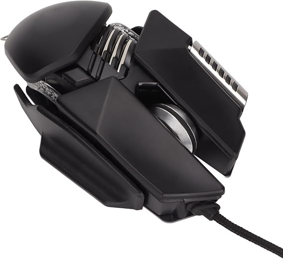 Gaming Mouse, 12800 DPI Mechanical Aesthetic Design Retractable Adjustment RGB Water Cooled Lighting Effect Wired Mouse Electroplated Rollers Metal Brushed Base PC Gaming Mice with Base DPI Cycle Key