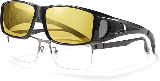 Cyxus Photochromic Day Night Vision Driving Glasses Men Women Fit Over Polarized Wrap-Around Eyeglasses 1304Hi