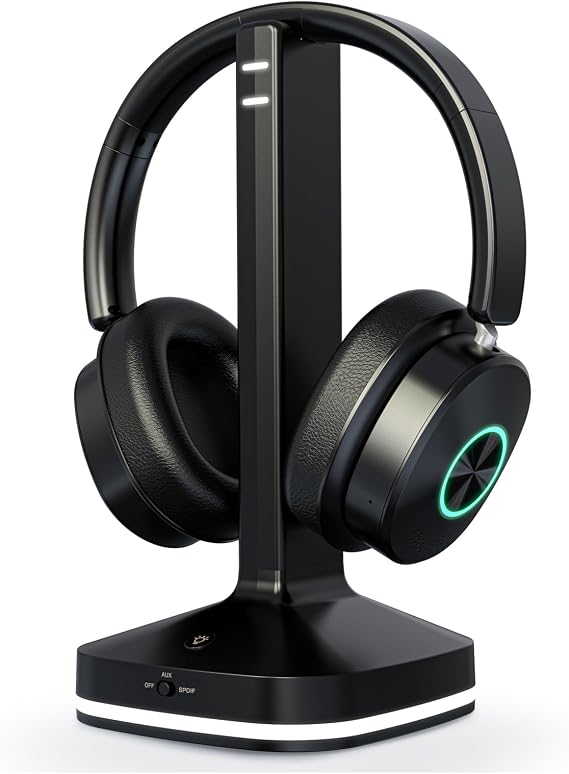 Earbay Wireless Headphones for TV, TV Headphones, Headphone for TV, Over Ear No Delay Wireless Headset with Transmitter Charging Base, 3 Audio Modes for Seniors, Gifts for Parents/Elderly
