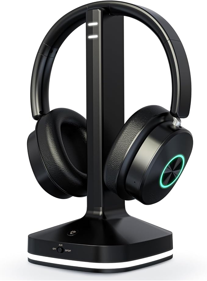 Earbay Wireless Headphones for TV, TV Headphones, Headphone for TV, Over Ear No Delay Wireless Headset with Transmitter Charging Base, 3 Audio Modes for Seniors, Gifts for Parents/Elderly