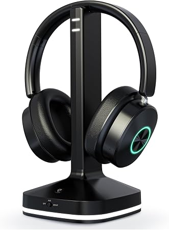 Earbay Wireless Headphones for TV, TV Headphones, Headphone for TV, Over Ear No Delay Wireless Headset with Transmitter Charging Base, 3 Audio Modes for Seniors, Gifts for Parents/Elderly