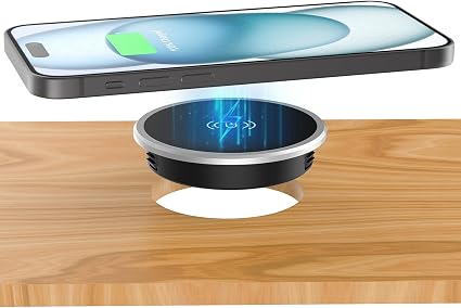 Recessed Magnetic Wireless Charger 15W, Hidden Desk Mount for iPhone 18-12
