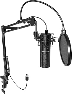TONOR USB Podcast Microphone, Gaming PC Studio Streaming Mic Kit for Gamer, Recording Condenser Equipment Cardioid Microfono for Singing, YouTube, 200 cm/78inch Cable, with Adjustable Arm Stand, Q9 - Image 1