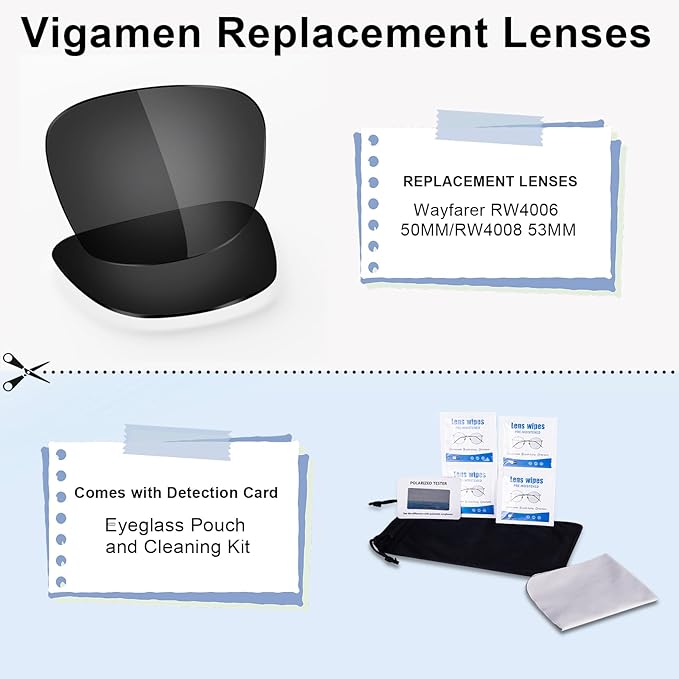 Replacement Lenses Compatible with Ray-Ban Meta Wayfarer RW4006 50mm Smart Glasses for Women Men-Non/Polarized Lenses
