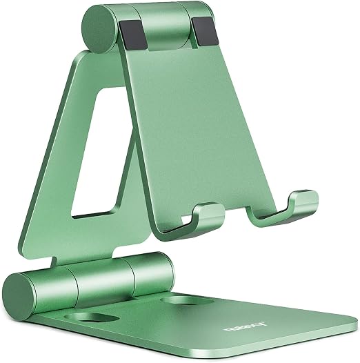 Nulaxy Full Aluminum Dual Folding Cell Phone Stand for Desk, Green