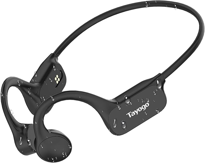 Tayogo 32GB Waterproof MP3 Player for Swimming Laps | IPX8 Bone Conduction Swimming Headphones | Open-Ear Underwater Headset with 8-Hour Playtime