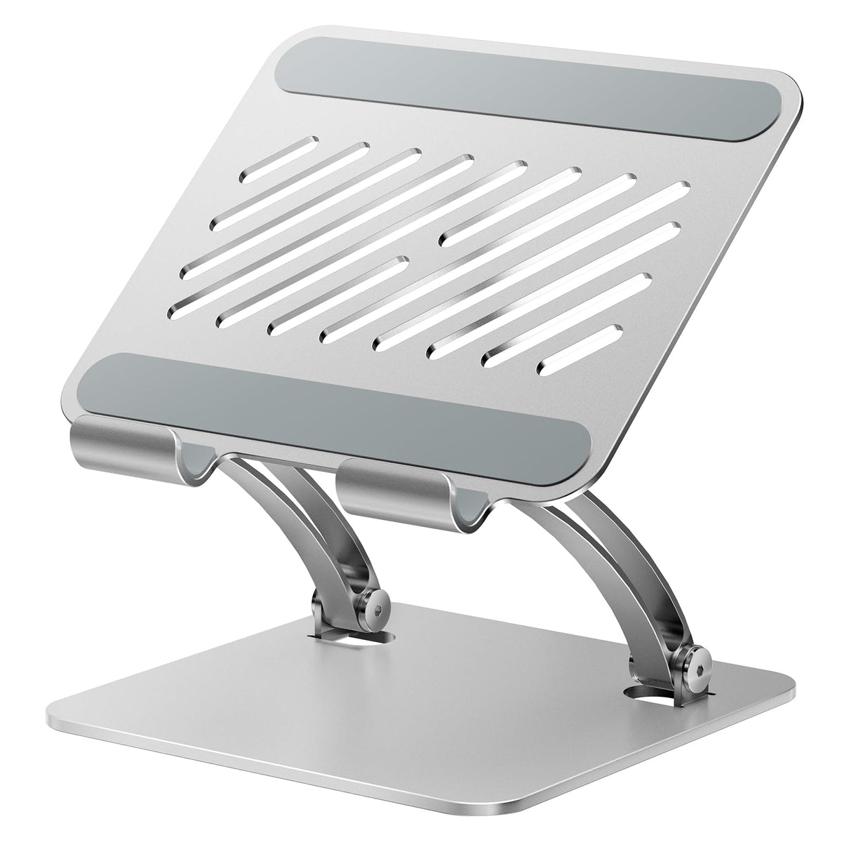 tounee Tablet Holder Stand, Dual Rod Adjustable Aluminum Desktop Stand, Compatible with 4.7-16.9" iPads, Surface Tablets, Portable Monitors, Kindle & More (Silver)