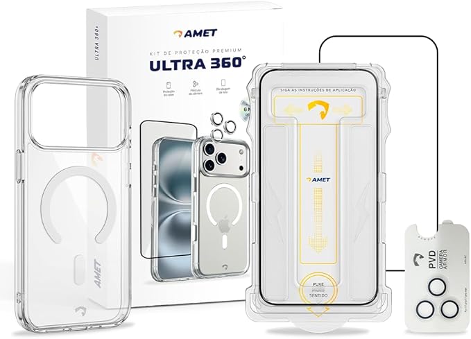 AMET Ultra 360 Protection Bundle for iPhone 17/ Plus/Pro/Pro Max. Includes Case, Screen Protection and Camera Protection (iPhone 17 Pro)