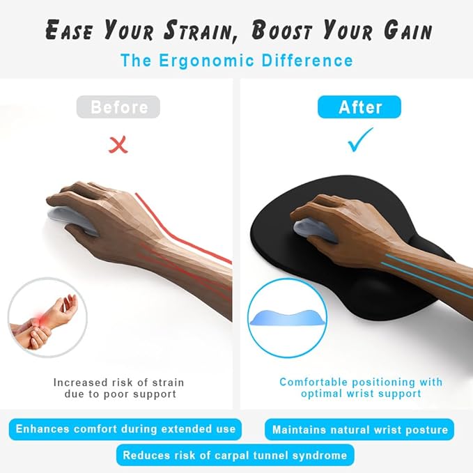 ErgoComfort Gel Wrist Rest Mouse Pad-Ergonomic Office Mousepad with Wrist Support-Non-Slip, Design Desk Accessories Mat for Home&Game Decor (06Blush Gradient)