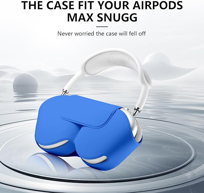 Maxjoy for Apple Airpods Max Smart Case Cover, Soft PU Leather Protective Cover Accessories for Airpod Max with Sleep Mode, Anti-Dust Travel Carrying Case for Airpods Pro Max Headphones,Navy Blue