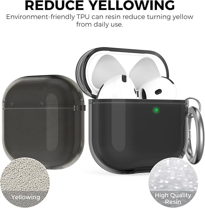 AhaStyle Clear Airpods 4 Case Cover with Cleaning Kit [Anti-Yellowing] Soft TPU Protective Covers Skin Designed for Apple AirPods 4th Generation 2024 Support USB-C Charging Case and Wireless Charging