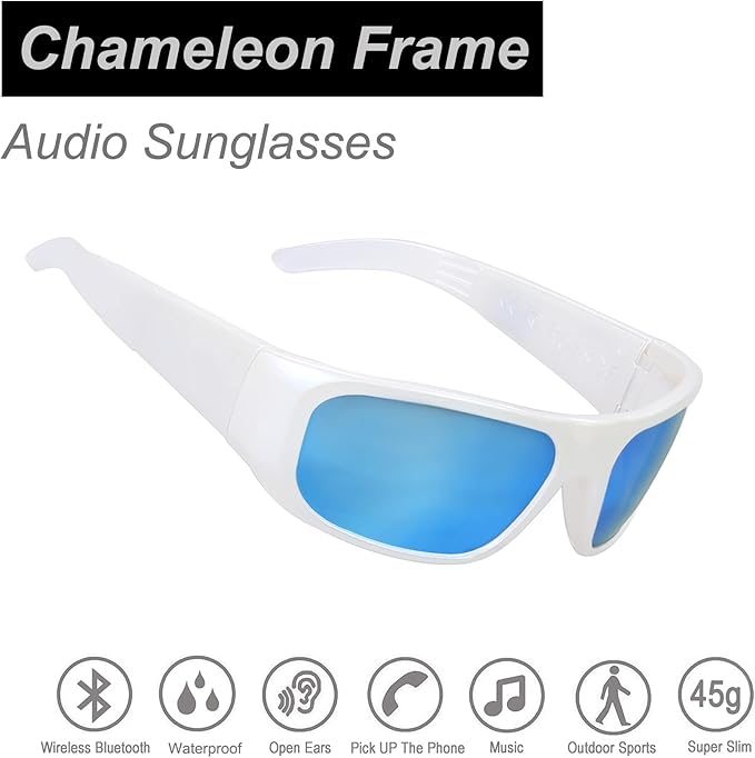 OhO Smart Glasses,Polarized Sunglasses with Bluetooth Speaker,Athletic/Outdoor UV Protection and Voice Control,Unisex(Mirror Blue Lens)