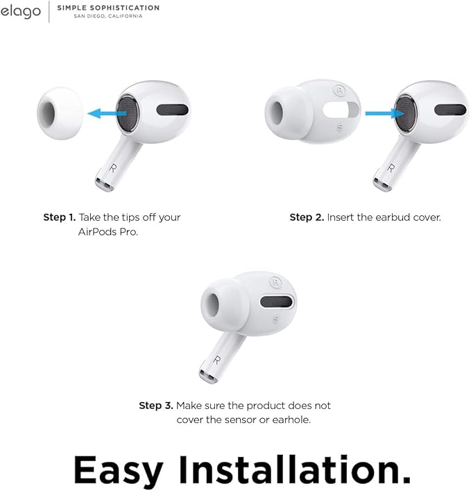 elago [6 Pairs] AirPods Pro Ear Tips with Integrated Earbuds Cover Designed for AirPods Pro, Fit in The Case, Anti-Slip, [3 Sizes: Large + Medium + Small] [US Patent Registered] (Nightglow Blue)