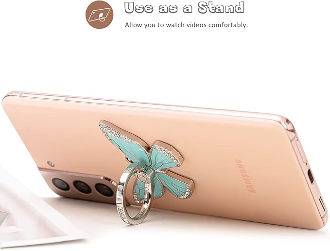Butterfly Cell Phone Ring Grip Holder, 360 Degrees Rotation Phone Ring Grip Stand, Metal Finger Kickstand Compatible with iPhone, Samsung Galaxy, Android Phone
