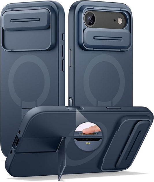 SURITCH for iPhone Air Case with Camera Control Cover, Camera Slide Cover and Adjustable Kickstand, Compatible with MagSafe, Shockproof Bumper Protective Cases for iPhone 17 Air 6.5 Inch, Blue