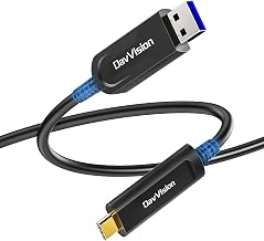 USB A to USB C Fiber Optic Cable 33 FT, 10Gbps USB 3.2 Gen2 Extension Cable with German SiliconLine Chip, Ultra Slim & Long Distance for Logitech 4K Camera,VR/AR,Video Conference - Image 1