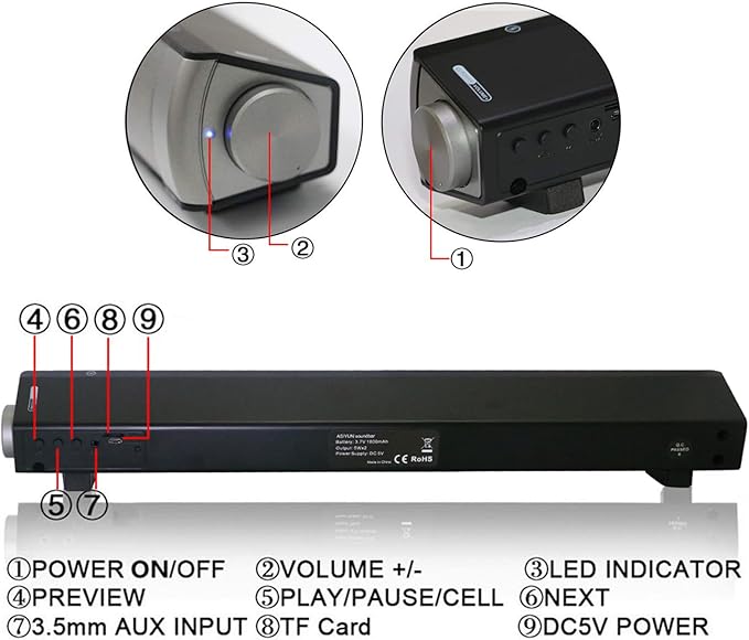 TOPROAD Bluetooth Speaker, Portable Wireless Speaker, USB Powered Speaker with Loud HD Sound, Bluetooth 5.0, Built-in Mic, for Smartphone, Tablet, PC, Projector
