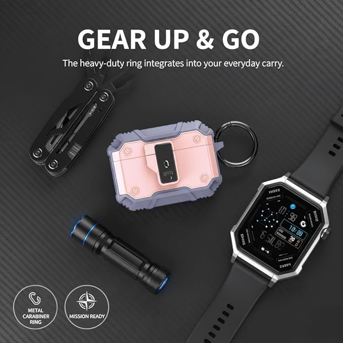 for AirPods Pro 3 Case, Secure Lock Magnetic Lid Cover with Keychain, Military Grade Shockproof Protective Case for Airpods Pro 3rd Gen, Wireless Charging & Front LED Visible,Pink Blue