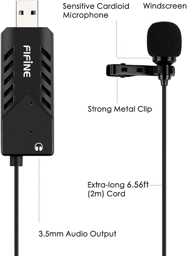 FIFINE PC Gaming Headset with 7.1 Surround Sound, RGB, Soft Ear Pads, USB Lavalier Microphone for Laptop and Mac (H6+K053)