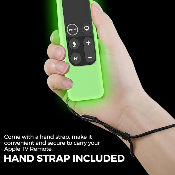 AhaStyle Protective Case for Apple TV Siri Remote with AirTag Holder, Anti Slip Silicone Cover Compatible with Apple TV 4K [1st Gen] (Glow Green)