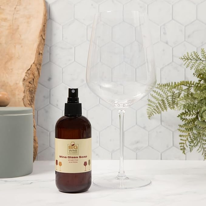 Wine Glass Cleaner Spray | Organic Cleaning & Polishing Liquid Soap | Streak Free and Spot Free Shine | Natural Formula (8 oz, Pack of 2)