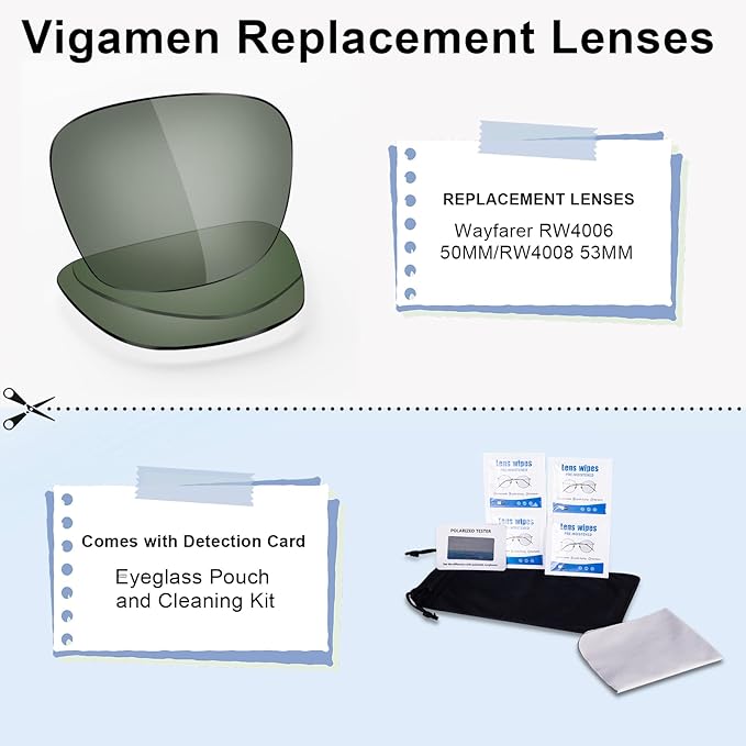 Replacement Lenses Compatible with Ray-Ban Meta Wayfarer RW4006 50mm Smart Glasses for Women Men-Non/Polarized Lenses