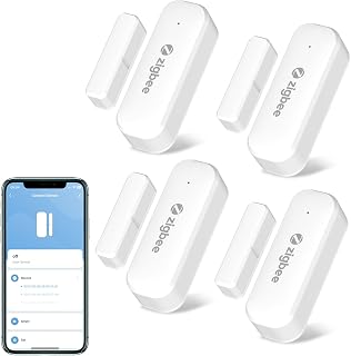 Tuya Zigbee Door and Window Sensor, Wireless Mini Contact Sensor, Requires Tuya Zigbee Hub, Smart Life Zigbee Connection, Compatible with Alexa/Google Assistant, 4Pack