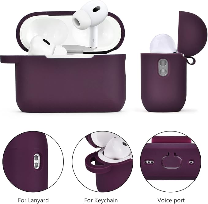 Case for Airpods Pro 1st 2nd Generation - VISOOM Airpods Pro 1/2 Cases Cover Women Silicone iPod Pro 2 Earbuds Wireless Charging Case Girl Bling Keychain for Apple Airpod Gen Pro 2